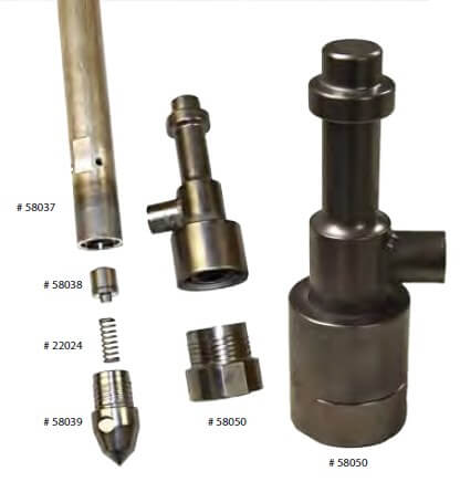 Nyomással aktiválható direct push injektáló szonda alkatrészei Nyomással aktiválható injektáló szonda alkatrészei