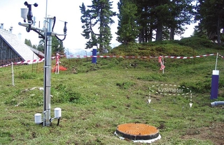 Meteo-liziméter telepítése: meteorológiai állomás, aknafedlap, és liziméter felszíni vetülete Nagyításhoz klikkeljen az ábrán!